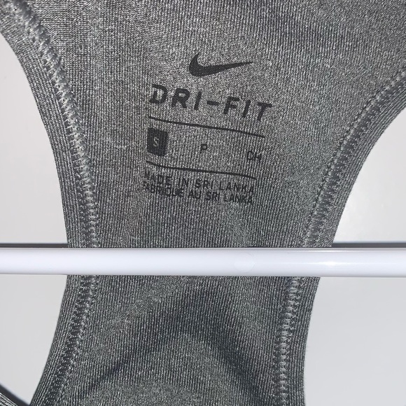 Nike Dri Fit Racerback Sports Bra Gray Black Size Small - Picture 2 of 3
